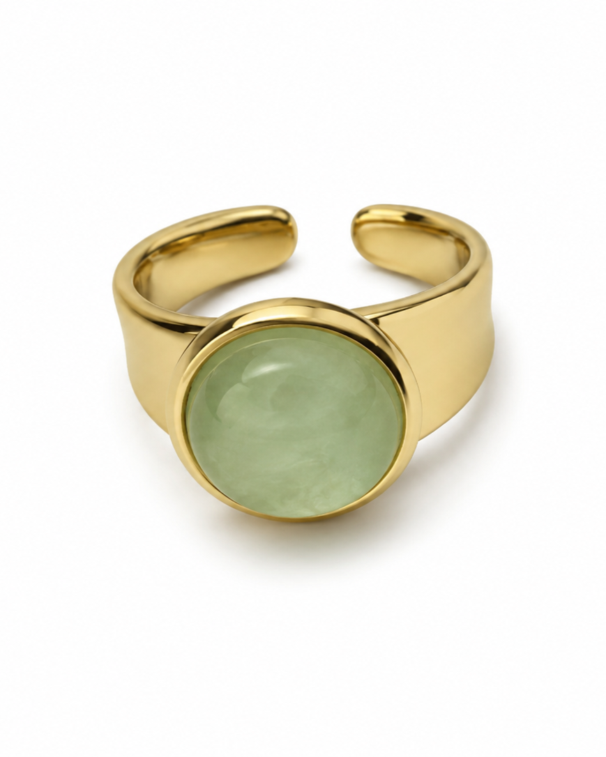 anillo-plata-plateado-dorado-aesthetic-moda-verano-otoño-coleccion-verde-piedra-novedad