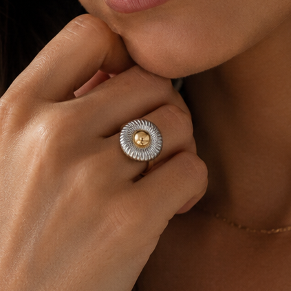 Anillo Alora Plateado Dorado